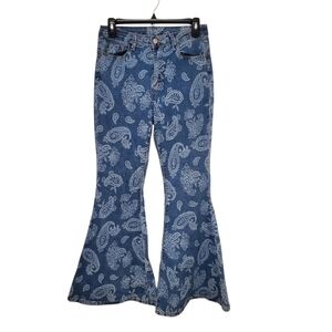 SHEIN Blue Paisley Wide Leg Jeans Size Small 27W